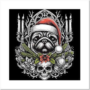 Gothic Pug Christmas Posters and Art